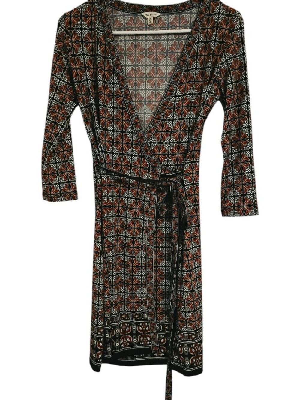 Max Studio XS Abstract Wrap Dress V-Neck